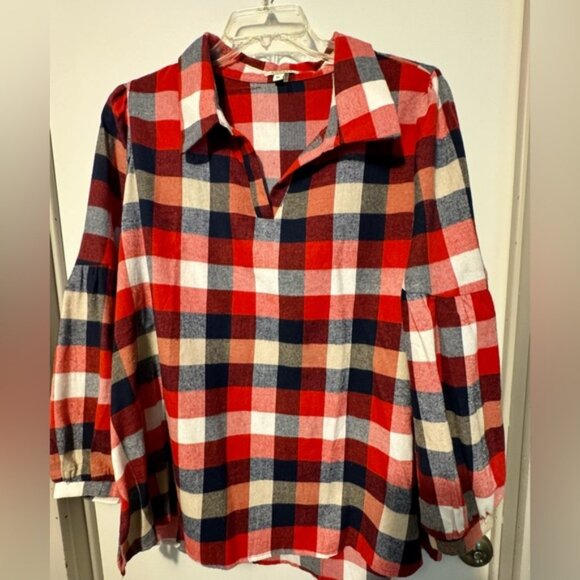 Women’s Boutique Long-Sleeve Flannel Tunic - EUC - Size 2X - Picture 1 of 2